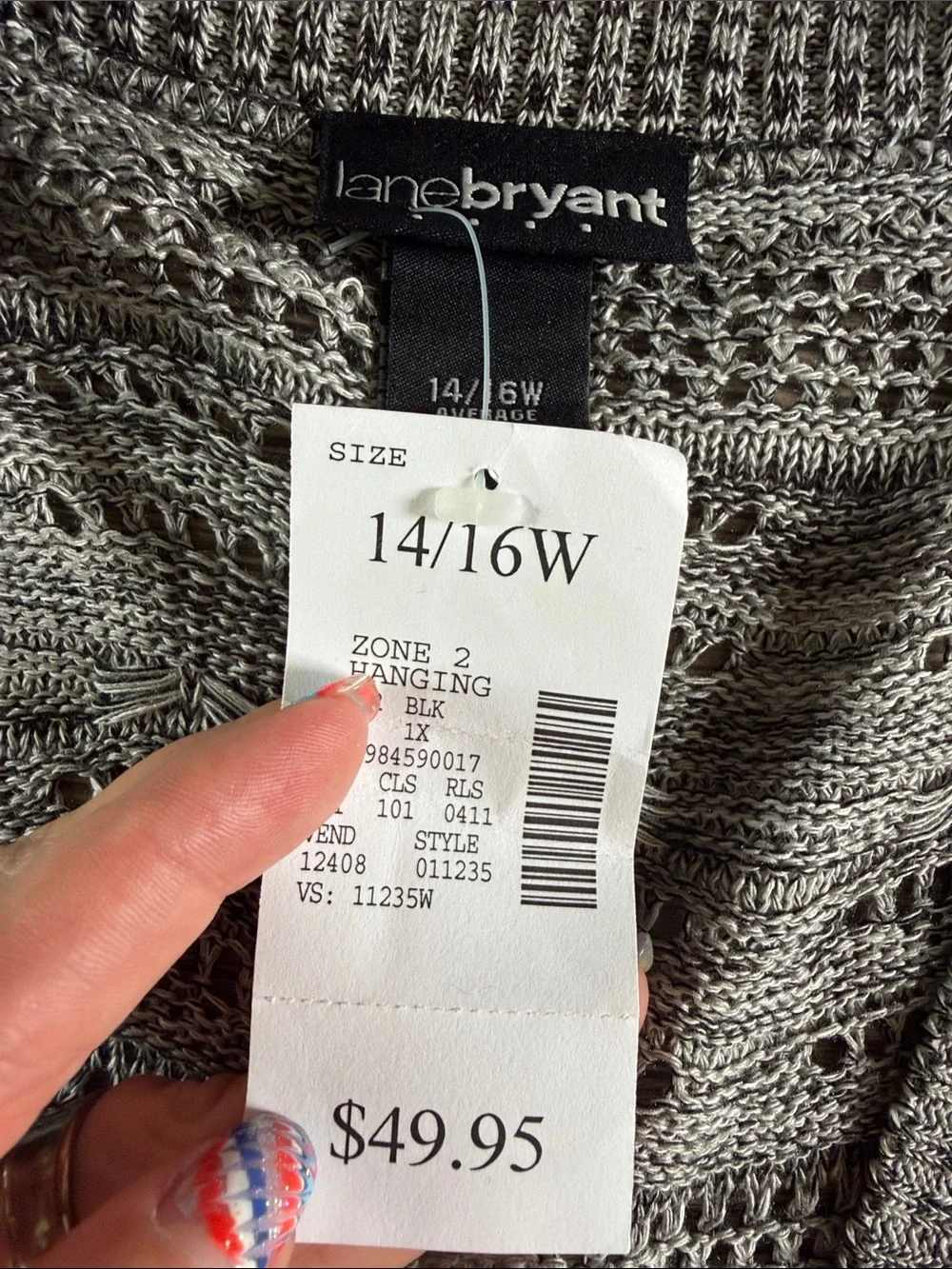 Lane Bryant Gray Open-Knit Short Sleeve Shrug